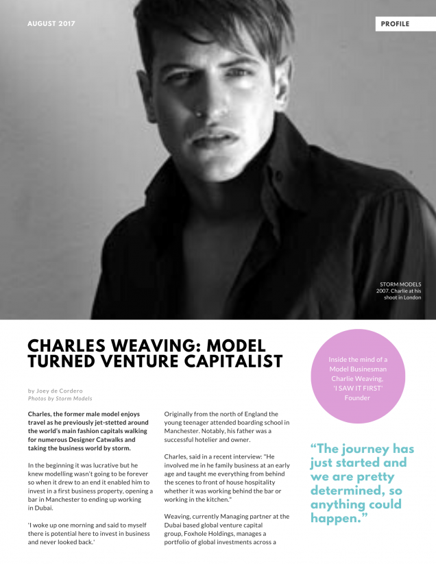 CHARLES WEAVING THE MODEL BUSINESSMAN | THE JOEY JOURNAL